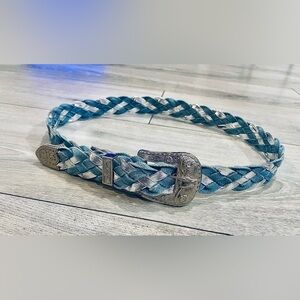 Women’s Vintage Blondies NYC Denim Metallic Braided Belt Etched Buckle  Sz M